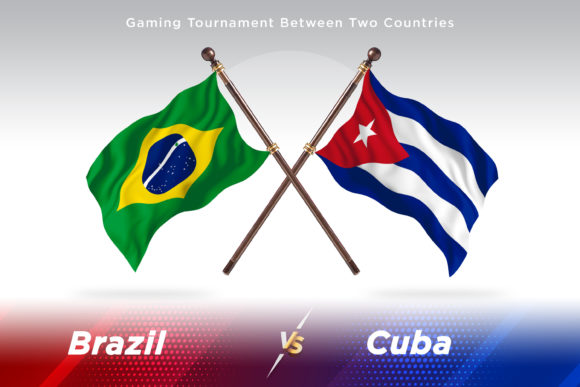 Brazil Versus Cuba Two Flags